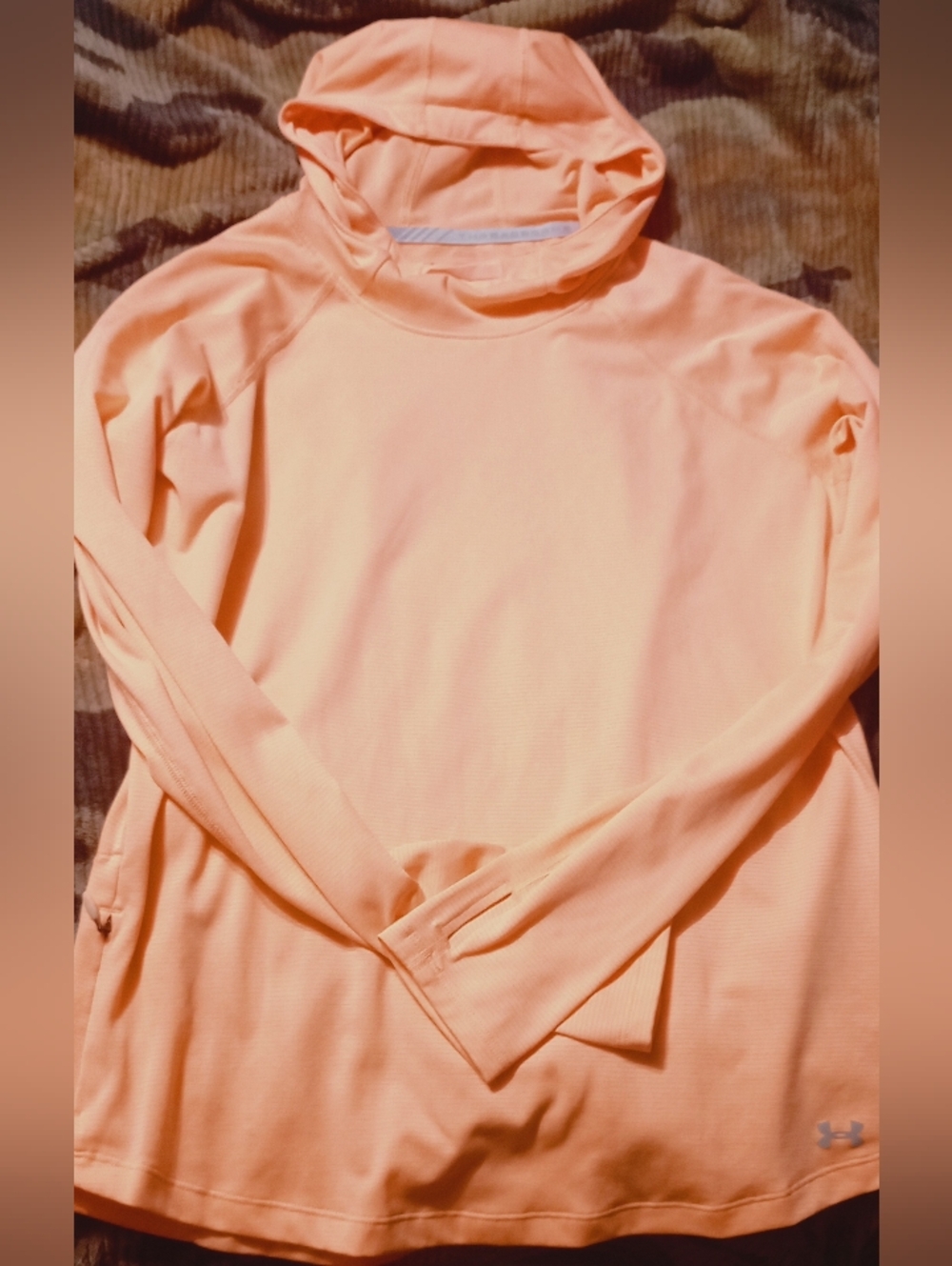 Light Peach Hooded Under armour Performance Top